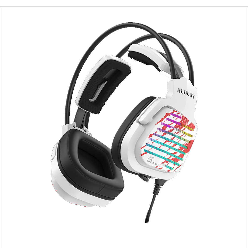 Bloody G565 Virtual 7.1 Surround Sound USB Gaming Headset – Energy White - Image 2